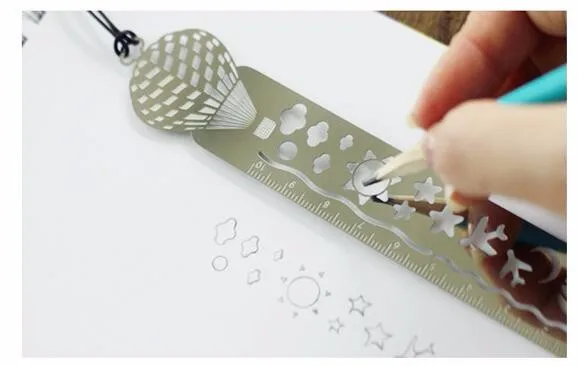 Exquisite Hollow Out Metal Bookmark with Scale dual Measure Ruler Promotional Gift Stationery School Office Supply
