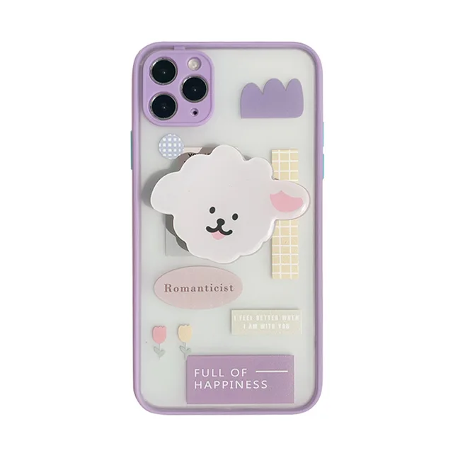 With Sheep Stand Holder Cute Phone Case For Iphone 12 11 13 Pro Max Mini 7 Xr Xsmax X 8 Plus Cartoon Cases Cute Shockproof Capa Phone Case Covers Aliexpress