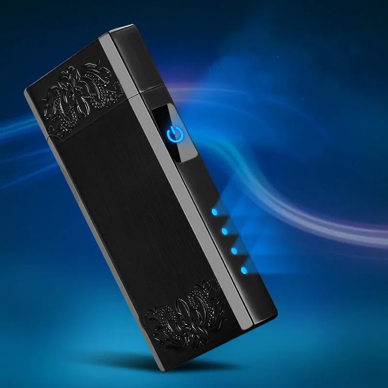 Плазменная зажигалка с двойной дугой USB Зажигалка коробкой и светодиодным