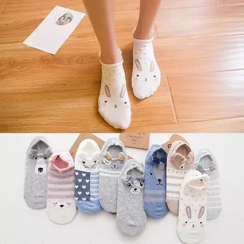 

Striped Sock for Woman Boat Socks Adult Kawaii Ladies Thin Sox Cartoon Patchwork Cotton Summer Female Trendy Animal Calcetines