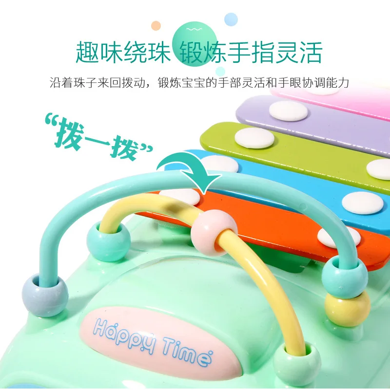 Детский музыкальный стук фортепианный автобус 0-1-Летний многофункциональный обучающий конструктор игрушка для раннего ребенка