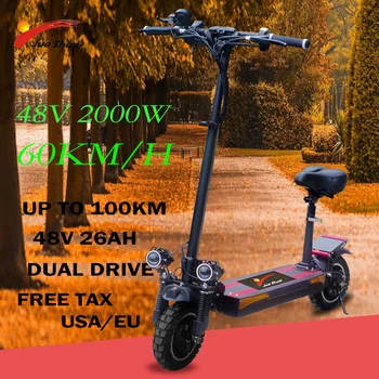Billige JueShuai Faltbare E-Scotter 48V2000W Hoverboard Elektro Tretrollers Erwachsene Dual Motoren Max Abstand 100KM Elektrische Skateboard
