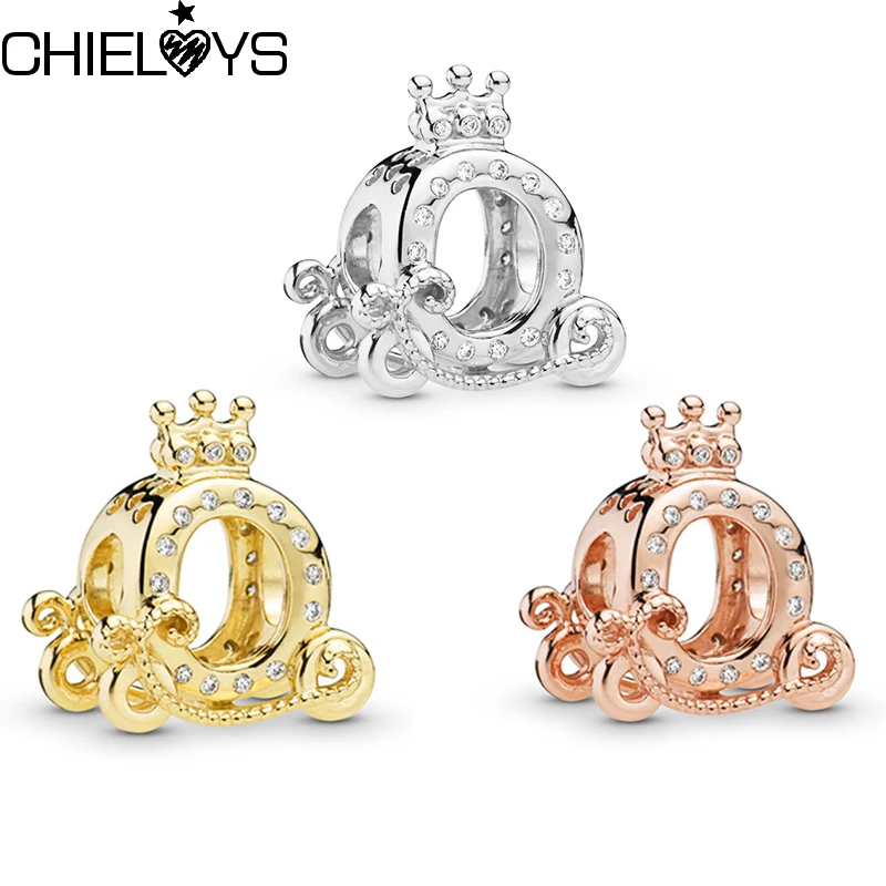 CHIELOYS 2 шт./лот посеребренный Шарм бусина корона карета подвески 3 цвета принцесса