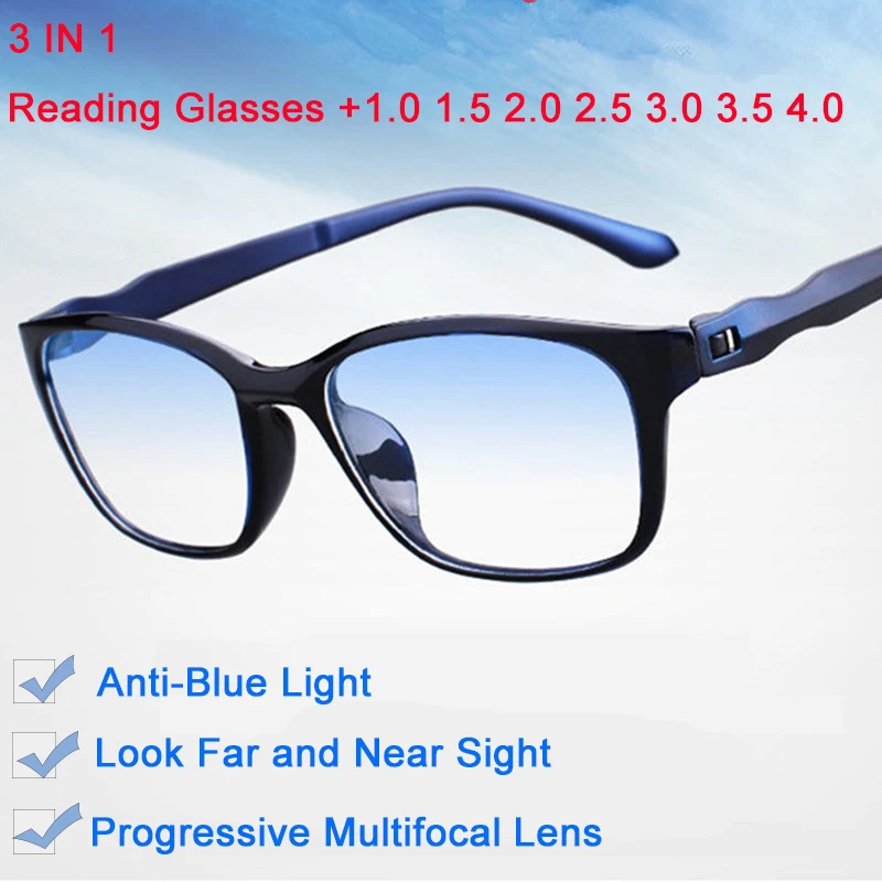 2020 Anti Blue Glasses TR90 Anti fatigue Computer Eyewear Hyperopia Eyeglasses Men Reading Glasses Oculos Feminino 0 +400