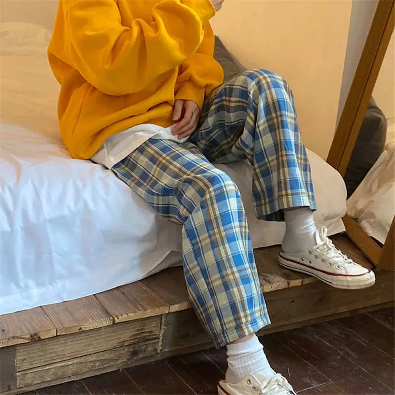 Streetwear Harajuku Plaid Pants Women 