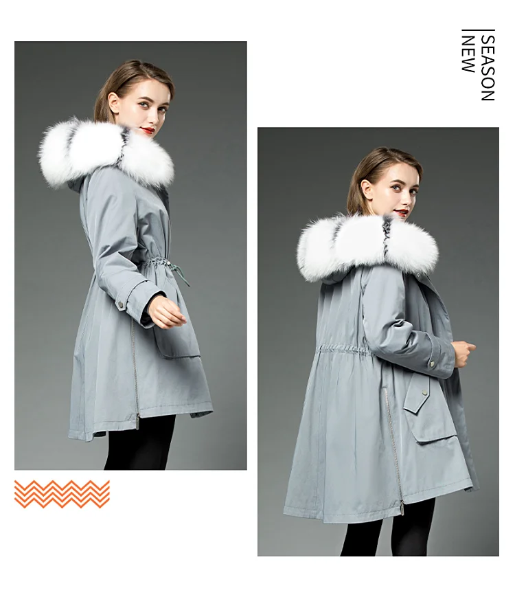 ZDFURS* настоящий мех кролика Парка женская зимняя куртка натуральный Лисий мех с капюшоном пальто натуральный мех куртка для женщин натуральный мех пальто