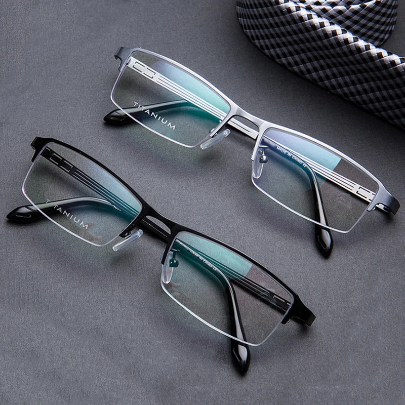 

Titanium Half Rim Glasses Frame Man Vintage Retro Clear Lens Eyeglasses Optical Myopia Prescription Frames Men Eyewear Oculos