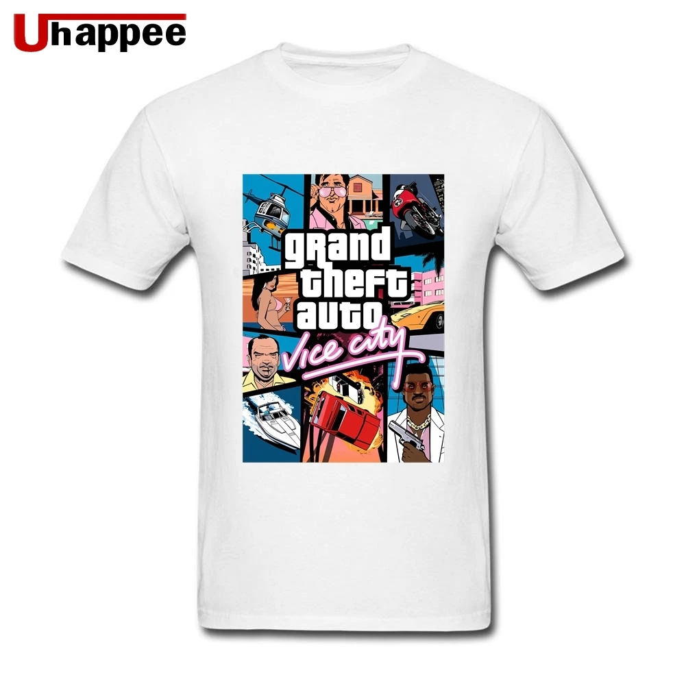 Брендовая забавная Grand Theft Auto Vice City футболка GTA футболки игровые мужские s Slim Fit Белые с коротким рукавом простые рубашки мужские оверсайз