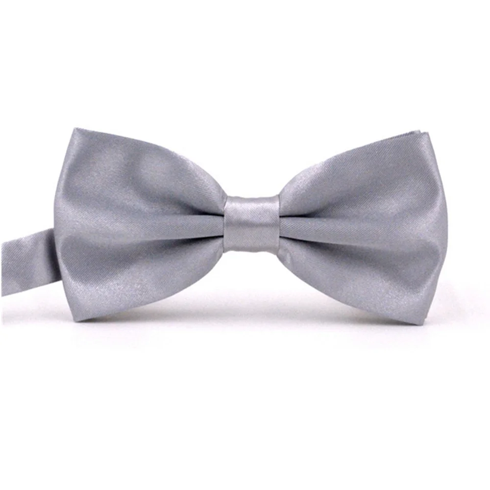 White Gray Одноцветный двухслойный галстук-бабочка для мужчин и мальчиков, мужской модный деловой Свадебный галстук-бабочка, подходит для мужчин, аксессуары для рубашки - Цвет: White Gray