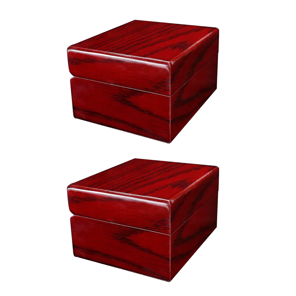 

2Pcs Vintage Wood Watch Box Luxury Wristwatch Collection Premium Wooden Wine Red Color Home Travel Showcase