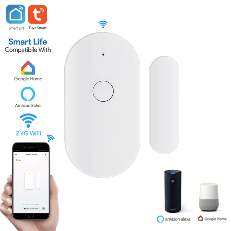 Tuya WiFi inteligente Sensor de puerta abierta/cerrado detectores de interruptor magnético sensor de ventana casa alerta de seguridad de alarma de seguridad