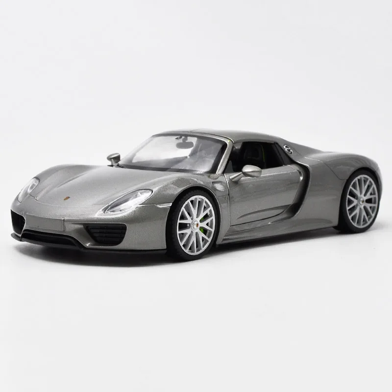 Welly 1/24 1:24 Porsche 918 Spyder спортивный гоночный автомобиль Транспортное средство литье под давлением дисплей Модель игрушки на день рождения для детей мальчиков и девочек - Цвет: 918 Hard Top  Gray