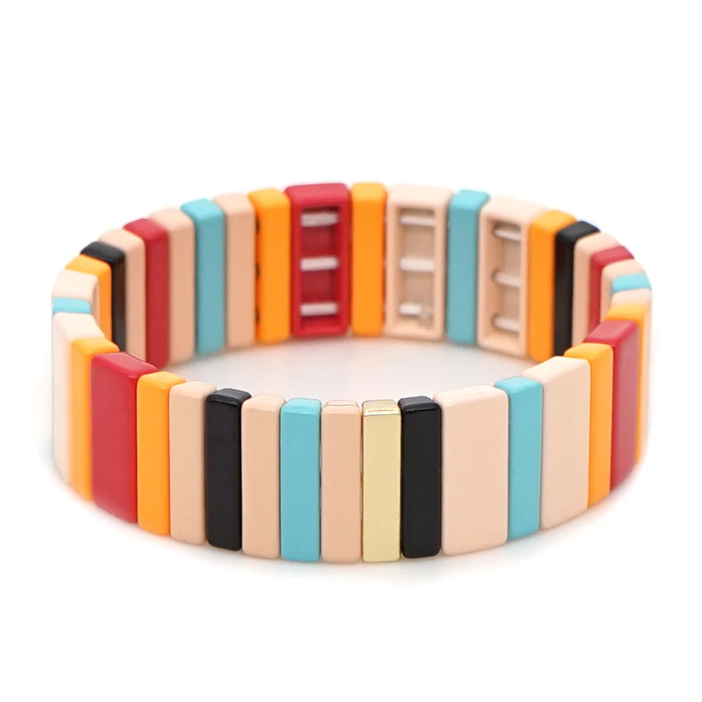 RO-B190030A Браслеты shinus для женщин, браслет дружбы, Pulsera Mujer,, эмаль, плитка, бусины, Штабелируемый браслет, Bileklik, Boho, ювелирное изделие - Окраска металла: RO-B190030A