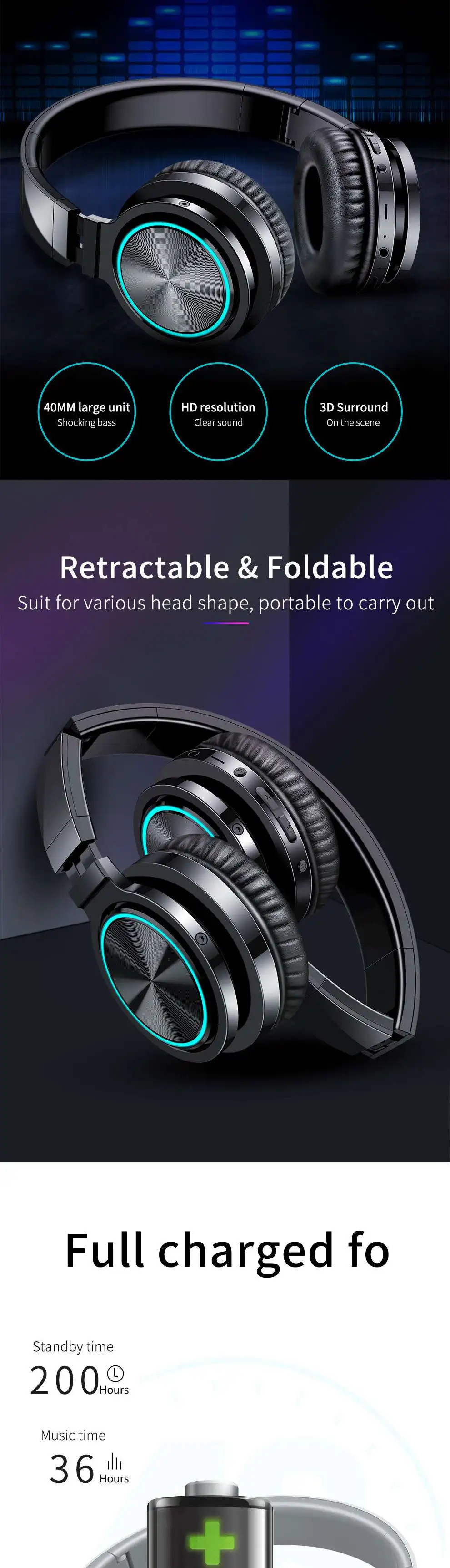 LEORY B12 bluetooth 5,0 наушники сильные басы складные наушники TF карта/проводной режим HD гарнитура с микрофоном для телефонов PUBG