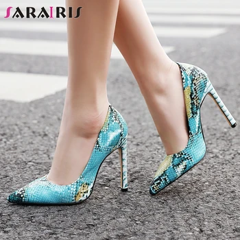 

SARAIRIS High Thin Heels Evening Pumps New Spring Cool mixed-color Pumps Women Street Wild Pointed Toe Shoes Woman