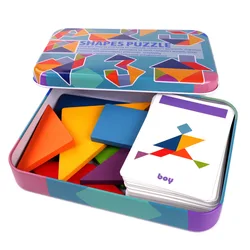Puzzle en bois Montessori coloré pour enfants, motif Animal, jouet Tangram, éducation précoce, jeux de tri, jouets cadeau 3D 