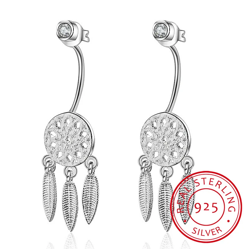

New Arrivals Fashion Hanging Feathers Dreamcatcher Earrings 925 Silver Stud Earrings For Women Fine Jewelry
