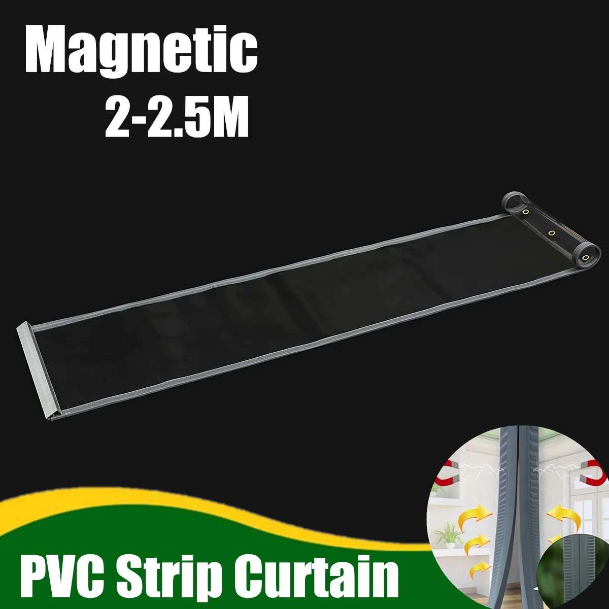 

6 Sizes PVC Strip Curtain Freezer Room Door Window Hanging Curtain Windproof Magnetic Closing Fly Insect Bug Screen Home Kitchen