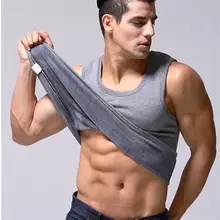 Осень зима теплый мужской жилет бархат утолщение Тонкий Твердые майки без рукавов с круглым вырезом Мужские спортивные топы Плюс Размер L-3XL