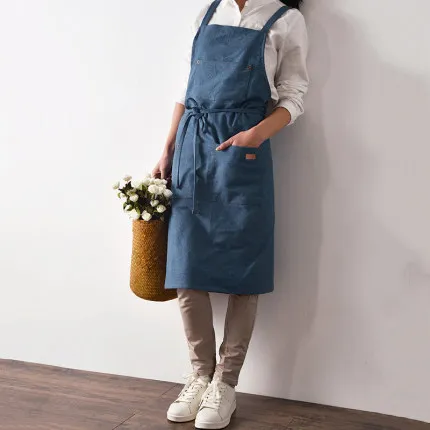 Kitchen Restaurant Work Denim Apron Bid Antifouling Cowboy Chef Cooking Aprons For Woman Men Lady Cafe Shop BBQ Hairdresser