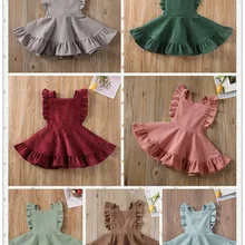 Новая популярная одежда для младенцев pudcoco, вельветовое платье лолиты для маленьких девочек вечерние платья принцессы с оборками, свадебные платья-пачки для девочек, одежда