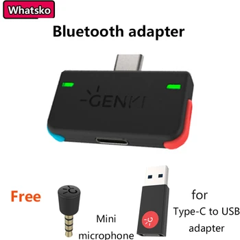 

Whatsko for GENKI Type-C Bluetooth Transmitter V5.0 with Microphone for Nintendo Switch PS4 TV PC USB Wireless Adapter