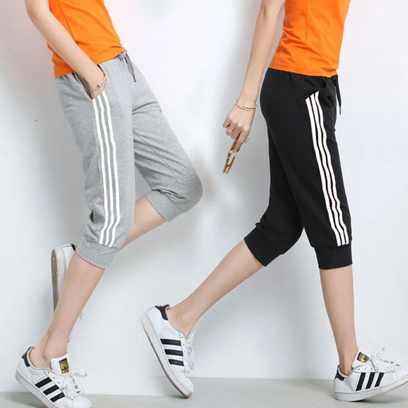 Woman Pants Summer High Waist Womens Plus Size Capris 2020 Soft Cotton Capri Sweatpants Joggers Women Side Stripe Baggy Trousers Woman Pants Summer High Waist Womens Plus Size Capris 2020 Soft Cotton Capri Sweatpants Joggers Women Side Stripe Baggy Trousers