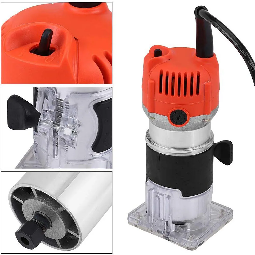 110V Woodworking Electric Trimmer 30000rpm Wood Milling Engraving Slotting Trimming Machine Wood Router Slotting Trimming