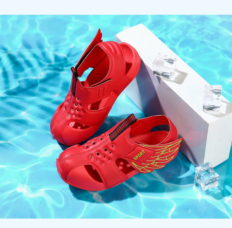 TuYao Girls Brand Designer Sandal Toddler Water Little Boy Shoes Summer Beach Lightweight Soft Non-slip Infant Wing Shoes