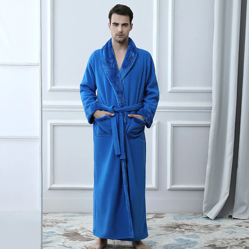 Aolamegs Bathrobe Solid Color Flannel Gown Long Homewear Soft Warm Robe Advanced Baggy Pregnant Cozy Sleepwear Couple Pajamas Aolamegs Bathrobe Solid Color Flannel Gown Long Homewear Soft Warm Robe Advanced Baggy Pregnant Cozy Sleepwear Couple Pajamas