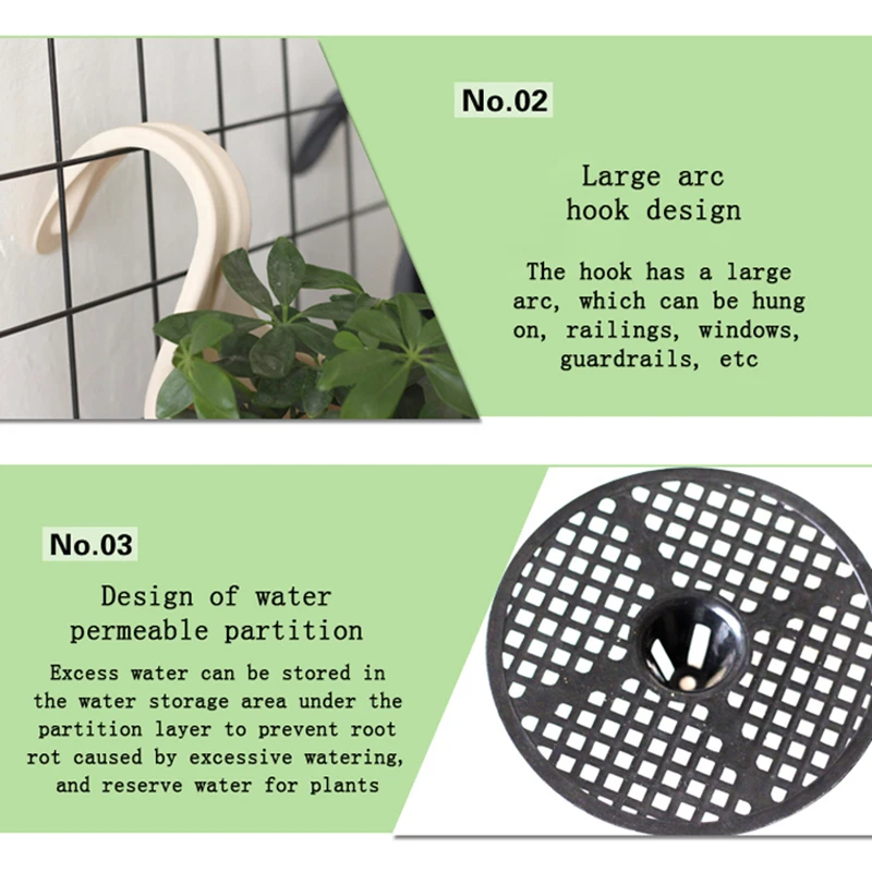 High Quality Wall Hanging Plant Flower Pot Durable Round Resin  Balcony Planters Bucket Potted Plant Home Garden Without Hooks