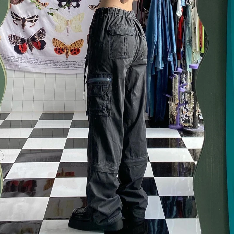 Y2k Cordão Carga Calças Grunge Vintage Y2k Cyber Baggy Sweatpant Hippie Alt  Jean Feminino Harajuku Mãe Calças Casuais 90s - Calças E Capri - AliExpress