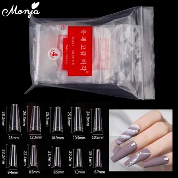 

Monja 500 Pcs Transparent Natural Nail Art Full/Half Cover False Nails Acrylic UV Gel Extension French Nail Tips Manicure Tool