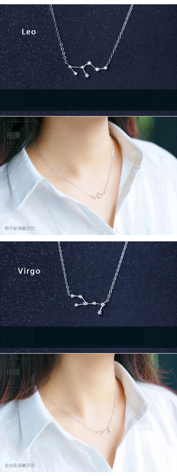 New Design 12 Constellations 925 Sterling Silver Fashion Zircon Women's Necklaces Gorgeous Jewelry Clavicular Chain
