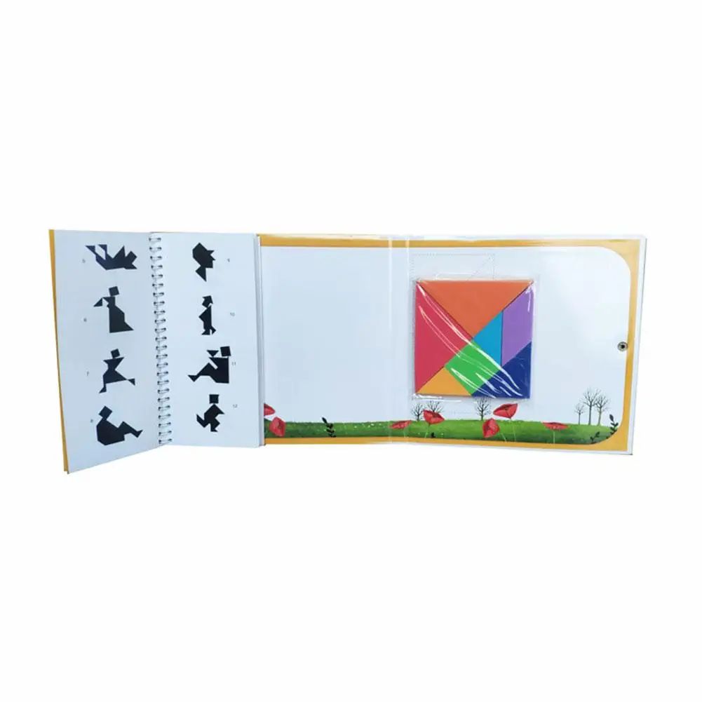 Tangram Игра Головоломка путешествия игры головоломки с решением вопросы красочная книга форма обучающая игрушка для малышей Дети