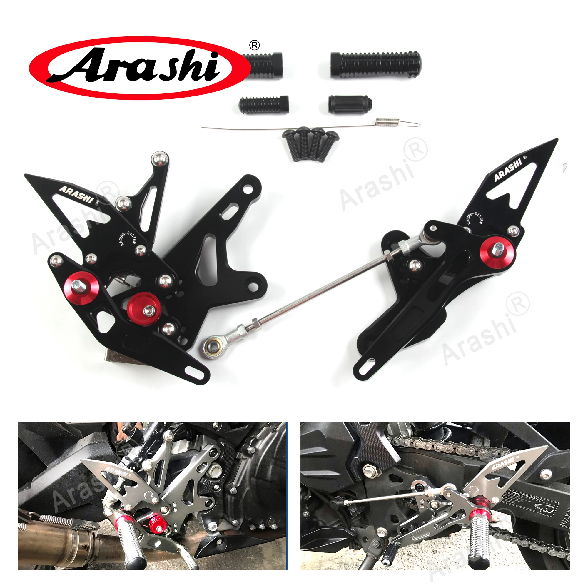 Arashi Racing Adjustable Rearset For Kawasaki Ninja 400 2018 2019 2020