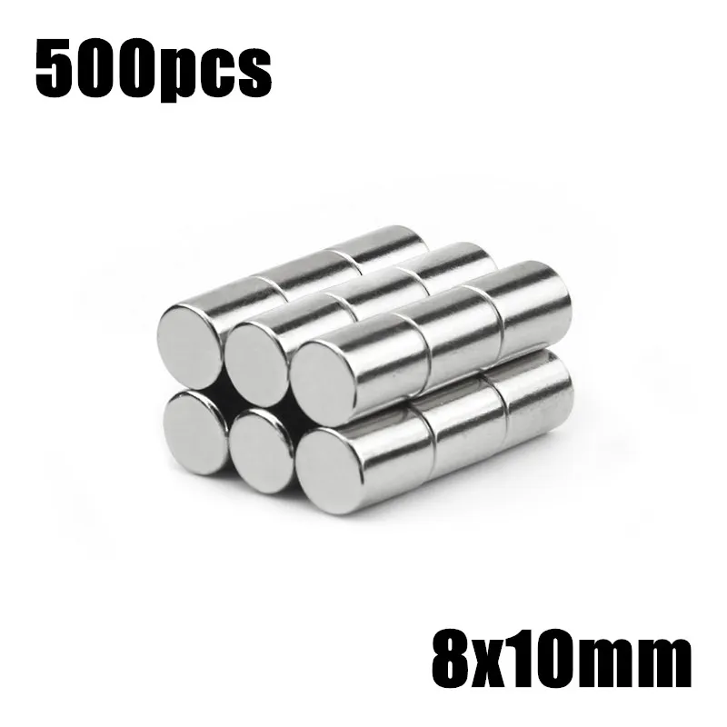 

500pcs 8x10mm NdFeB Round Magnet Super Powerful Strong Permanent Magnetic Imane Disc