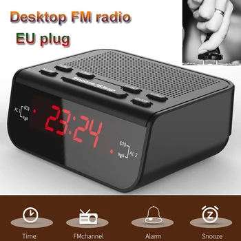 

Mini FM Radio Desktop Radio Receiver with LED Display Support Time Display Dual Alarm Clock Snooze/Sleep Function EU Plug