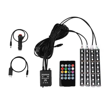 

Car Interior LED Ambience Lights RGB One For Four Colorful Voice-Activated Music Rhythm Neon Lights Car Accessories