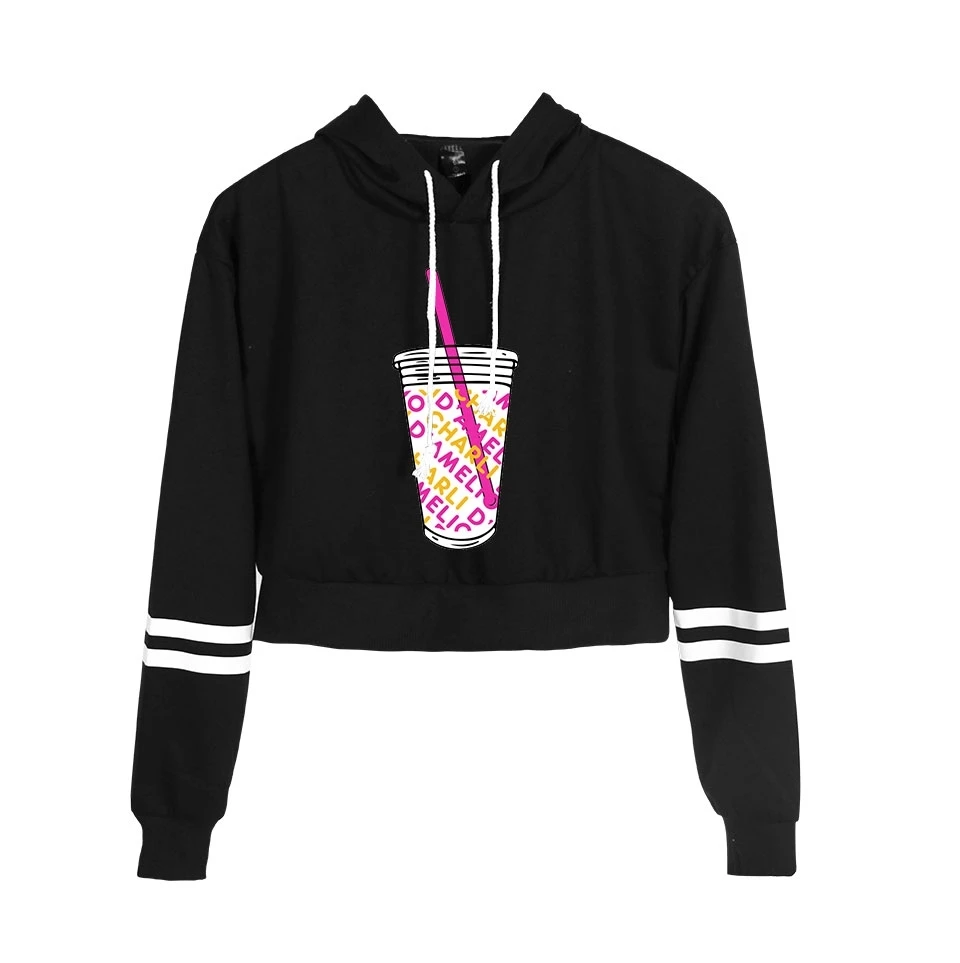 Новый кофейного мороженного брызги укороченные толстовки Женская мода Модный