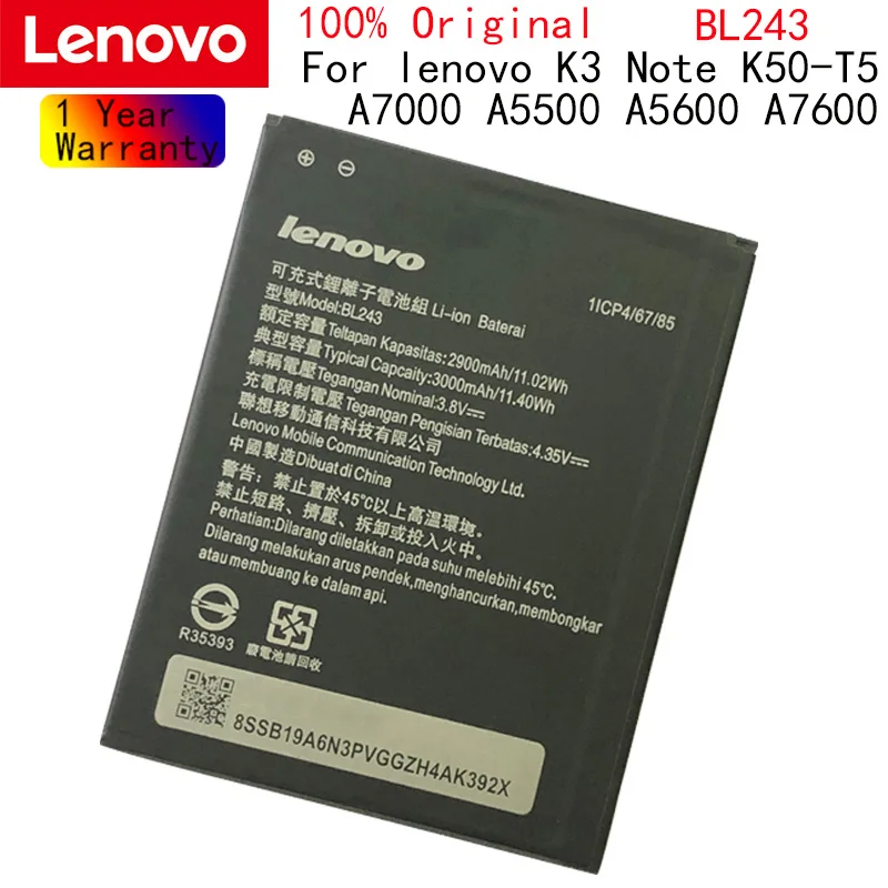 NEW BL243 Mobile Phone Battery for lenovo K3 Note K50-T5 A7000 A5500 A5600 A7600 | Мобильные телефоны и аксессуары