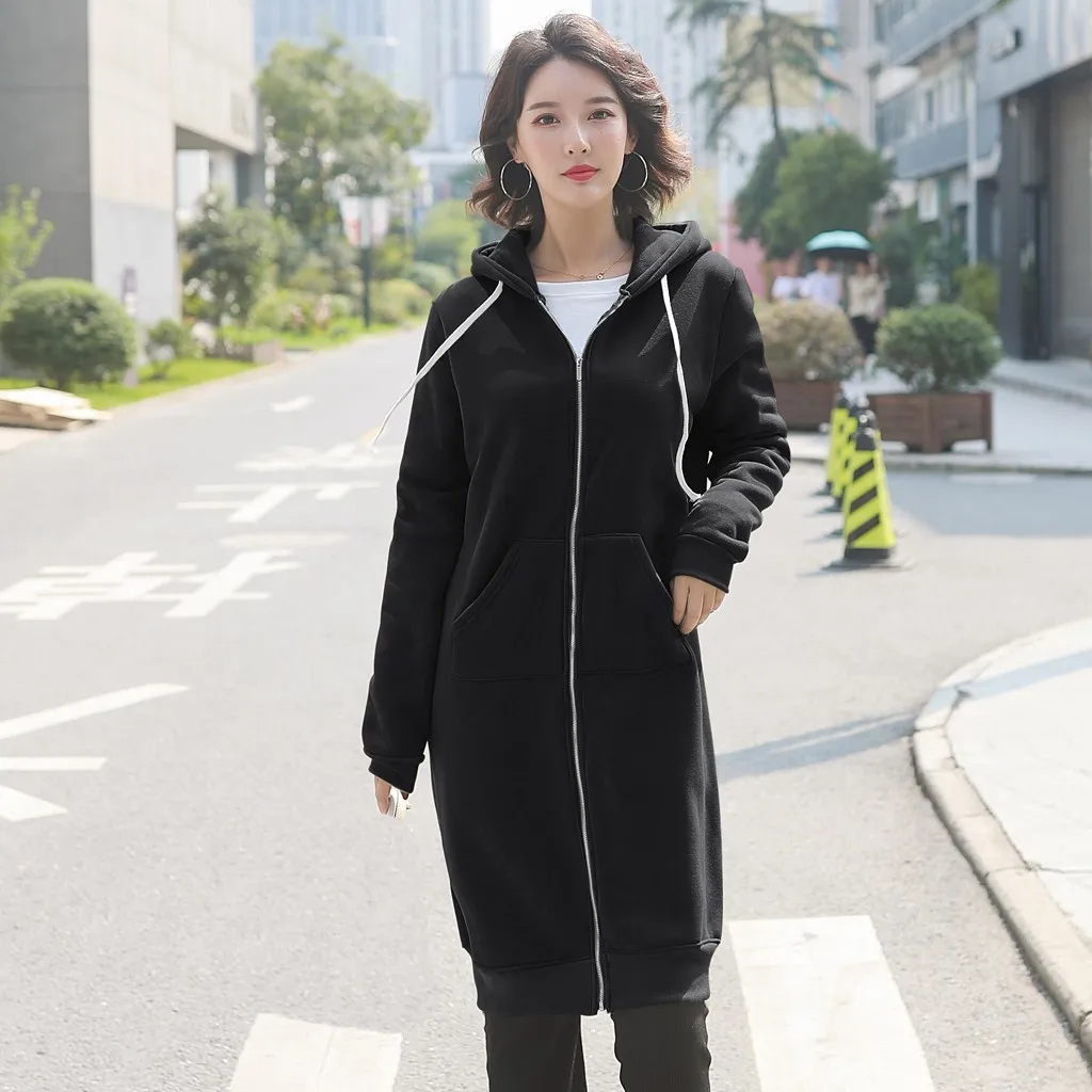 Womail, женские пальто, длина до колена, с капюшоном, длинный рукав, блузка, спортивное пальто, пальто, пальто для женщин Abrigo M-XL