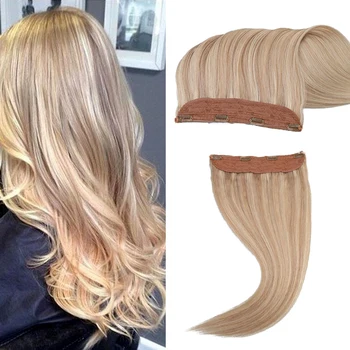 

Toysww 70g-85g Invisible Real Human Hair Extension Fish Line Hair Remy Indian Halo Hair Extensions Piano color 18P613