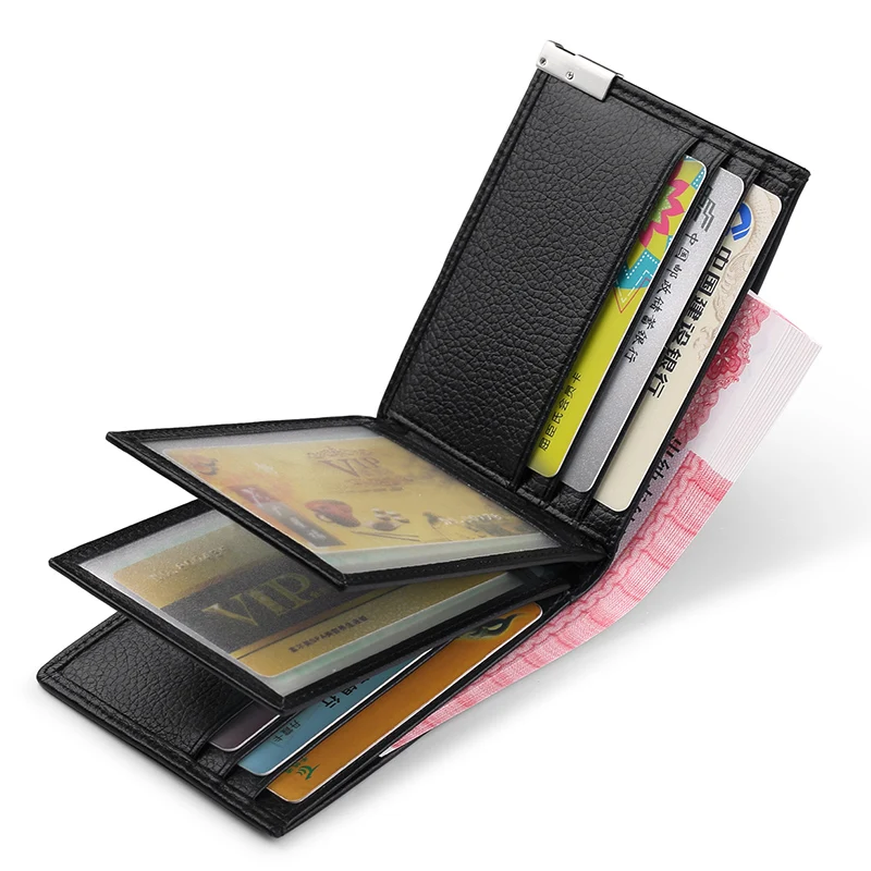Genuine Leather Men Short Wallet Card Holder Small Thin Purse High Quality Luxury Brand Male Business Leisure Wallet Design 2021 2