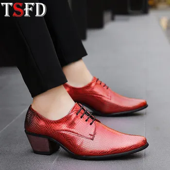 

Non-slip Shoe Fashion Men's Leather Sneakers Simple Wedding Shoes Men Office Shoe Luxury Men's Loafers New Red Slip-on Heels Y13