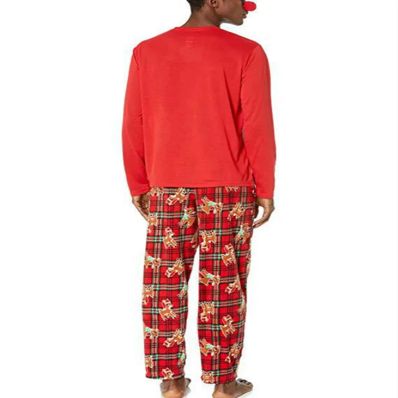 Одинаковая одежда для всей семьи Одежда для мамы и ребенка свитер с длинными рукавами и принтом+ штаны семейный Рождественский пижамный комплект из 2 предметов