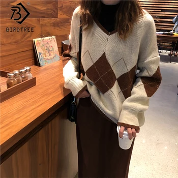 

2019 Ins Winter New Women's Thicken Suits Two Pieces Set Loose Knitted Sweater Full Sleeve V-Neck Knitted Midi Skirt C99909K