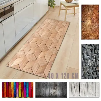 

Kitchen Mat Cheaper Anti-slip Wood grain Rugs Living Room Balcony Bathroom Printed Carpet Doormat Hallway Geometric Bath Mat