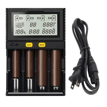 

4-Slot Smart Battery Charger Automatic LCD Display Fast Charging For AA AAA Batteries Fire Protection US/EU Plug