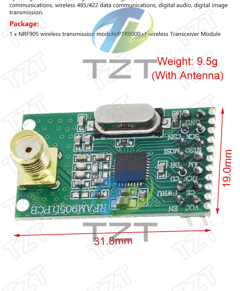 TZT 1/3PCS NRF905 Transceiver-Modul Sender-Empfänger-Platine NF905SE 433MHz – Detail 2